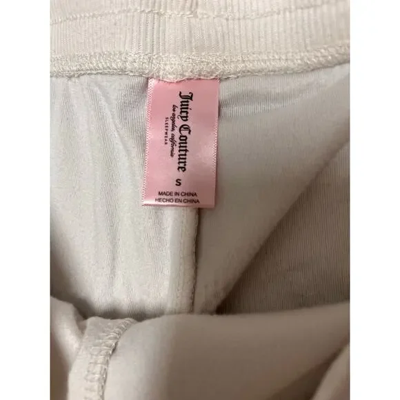 Juicy Couture Velour Rhinestone Bling Track Pants Cream Y2K S - Picture 7 of 11